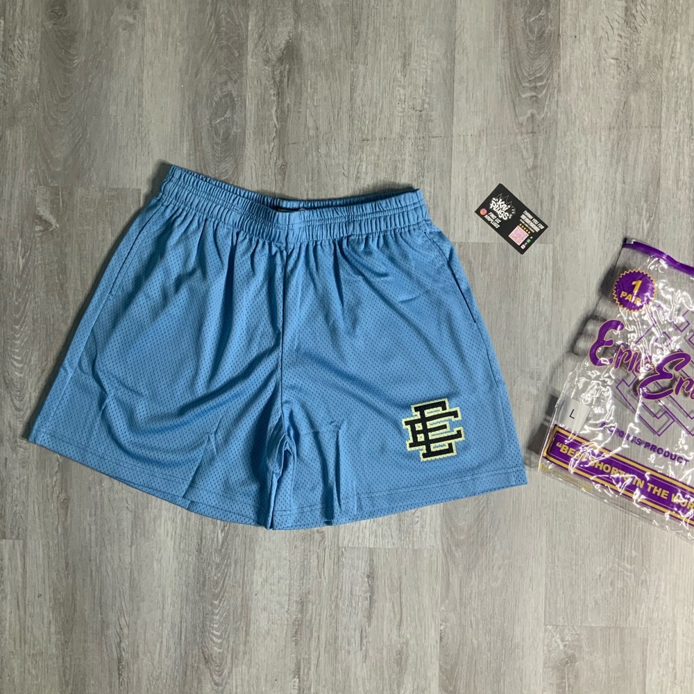 Eric Emanuel Sky Blue Mesh Drawstring Shorts